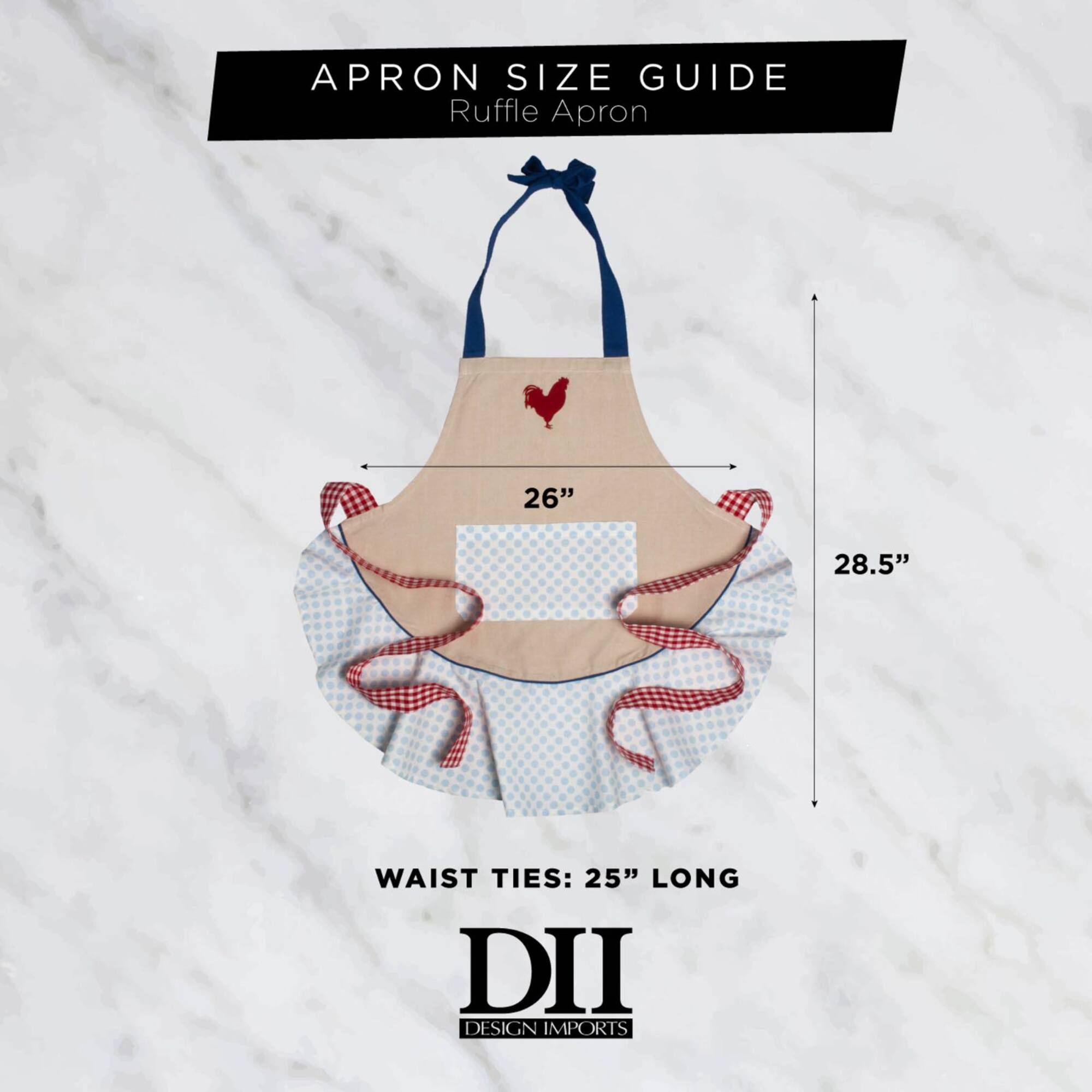 DII® Red Rooster Ruffle Apron